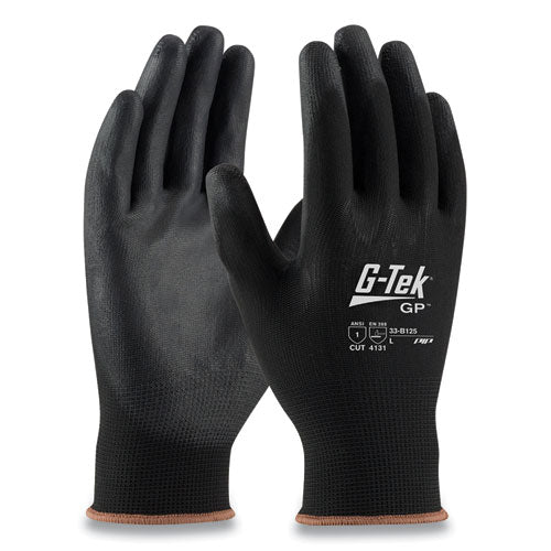 Gp Polyurethane-coated Nylon Gloves, Medium, Black, 12 Pairs