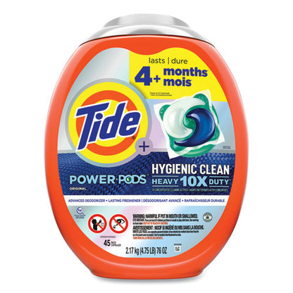 Hygienic Clean Heavy 10x Duty Power Pods, Original Scent, 76 Oz Tub, 45 Pods, 4/carton