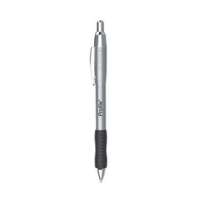 Profile Metal Ballpoint Pen, Retractable, Medium 1 Mm, Black Ink, Silver Barrel, Dozen