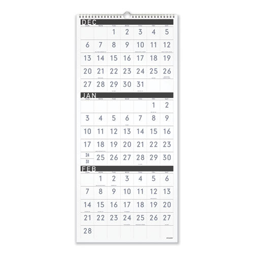 Three-month Reference Wall Calendar, Contemporary Artwork/formatting, 12 X 27, White Sheets, 15-month (dec-feb): 2023 To 2025