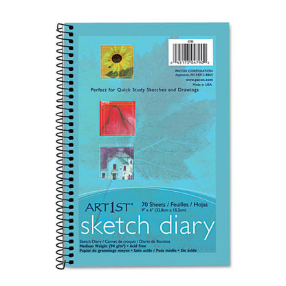 Art1st Sketch Diary, 64 Lb Text Paper Stock, Blue Cover, (70) 9 X 6 Sheets