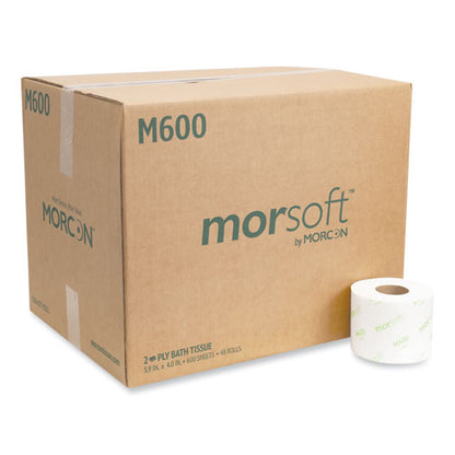 Morsoft Controlled Bath Tissue, Septic Safe, 2-ply, White, 600 Sheets/roll, 48 Rolls/carton