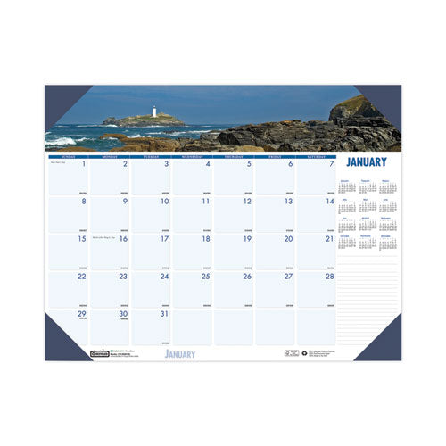 Earthscapes Recycled Monthly Desk Pad Calendar, Coastlines Photos, 18.5 X 13, Black Binding/corners,12-month (jan-dec): 2024