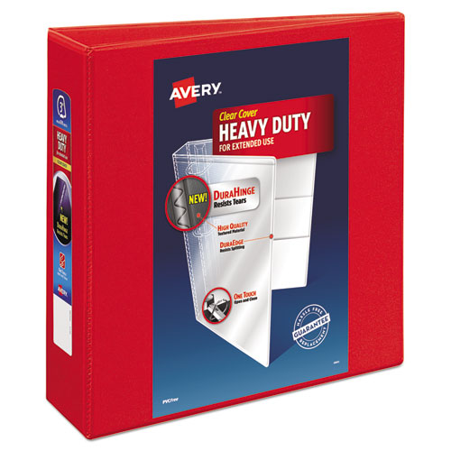 Heavy-duty View Binder With Durahinge And Locking One Touch Ezd Rings, 3 Rings, 3" Capacity, 11 X 8.5, Red