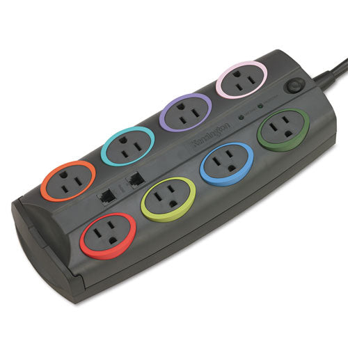 Smartsockets Surge Protector, 8 Ac Outlets, 8 Ft Cord, 3,090 J, Dark Gray