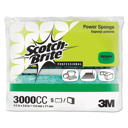 Power Sponge, 2.8 X 4.5, 0.6" Thick, Blue/teal, 5/pack