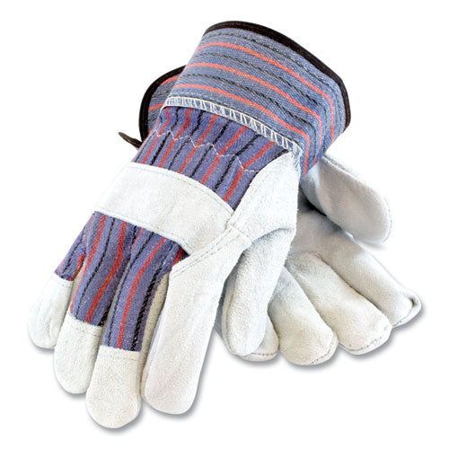Shoulder Split Cowhide Leather Palm Gloves, B/c Grade, Medium, Blue/gray, 12 Pairs