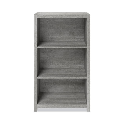 Fallbrook Bookcase, Three-shelf, 28w X 14d X 48.25h, Smoked Ash/rustic Warm Gray