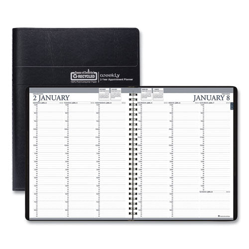 Recycled Professional Weekly Planner, 15-minute Appts, 11 X 8.5, Black Wirebound Soft Cover, 24-month (jan-dec): 2024-2025