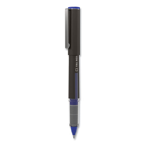 Roller Ball Pen, Stick, Fine 0.5 Mm, Blue Ink, Black/blue/clear Barrel, 3/pack