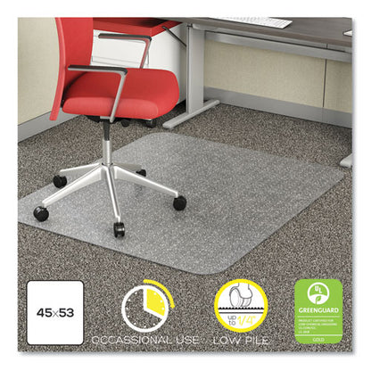 Economat Occasional Use Chair Mat For Low Pile Carpet, 45 X 53, Rectangular, Clear