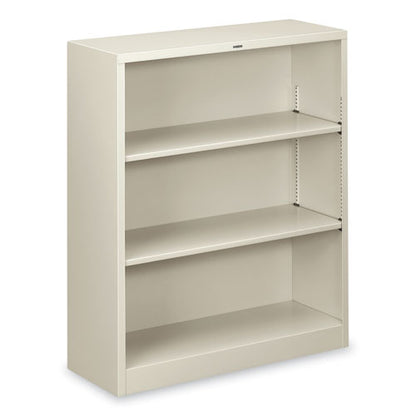 Metal Bookcase, Three-shelf, 34.5w X 12.63d X 41h, Light Gray