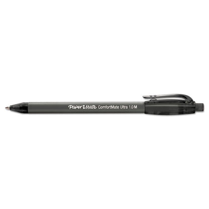 Comfortmate Ultra Ballpoint Pen, Retractable, Medium 1 Mm, Black Ink, Black Barrel, Dozen