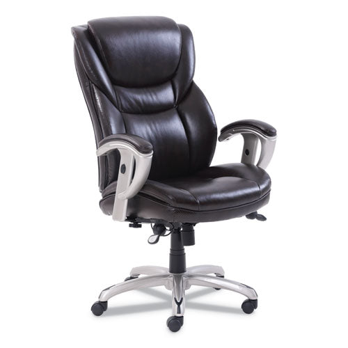 Emerson Executive Task Chair, Supports Up To 300 Lb, 19" To 22" Seat Height, Brown Seat/back, Silver Base