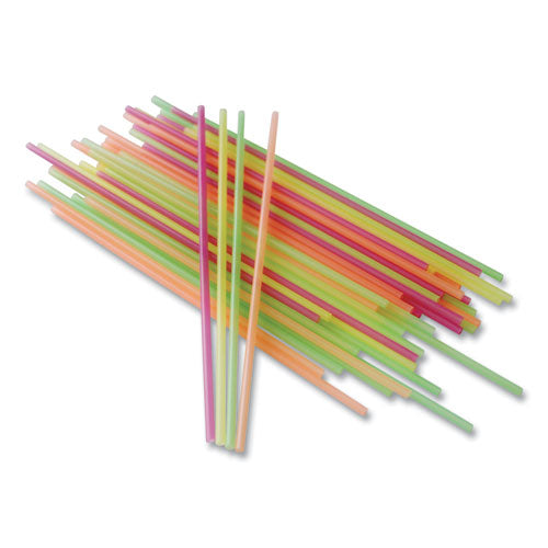 Neon Sip Sticks, 5.5" Polypropylene, Assorted, 1,000/pack