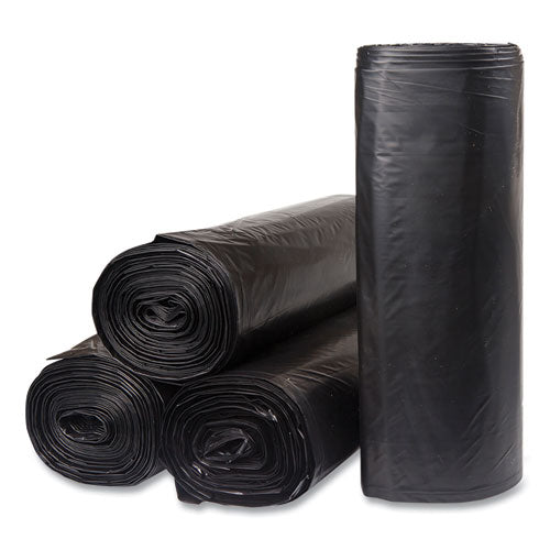 Low-density Commercial Can Liners, Coreless Interleaved Roll, 60 Gal, 1.2mil, 38" X 58", Black, 10 Bags/roll, 10 Rolls/carton