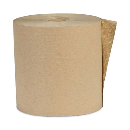 Recycled Hardwound Paper Towels, 1-ply, 8" X 600 Ft, 1.6 Core, Kraft, 12 Rolls/carton