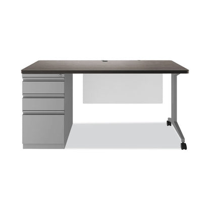 Modern Teacher Series Left Pedestal Desk, 60 X 24 X 28.75, Weathered Charcoal/silver