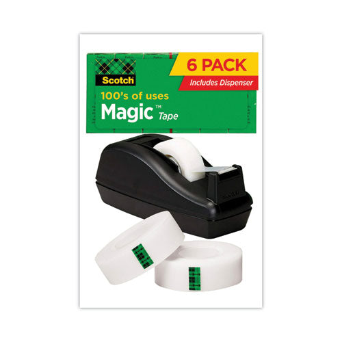 Magic Tape Desktop Dispenser Value Pack, 1" Core, 0.75" X 83.33 Ft, Clear