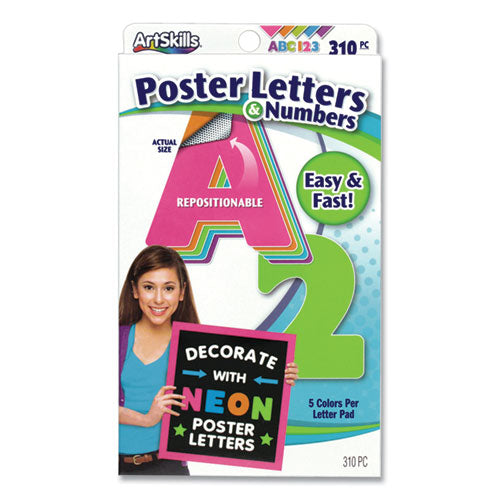 Neon Color Poster Letters And Numbers, 310/pack