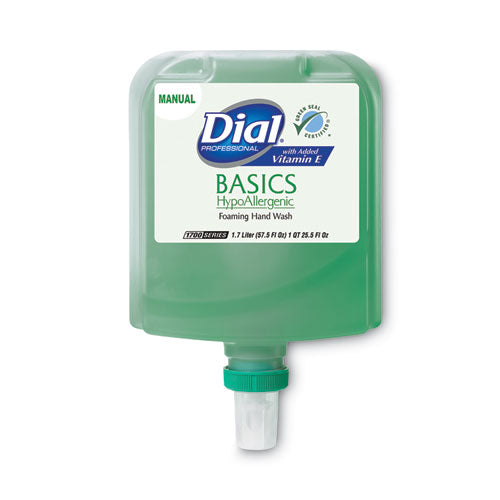 Basics Hypoallergenic Foaming Hand Wash Refill For Dial 1700 Dispenser, Honeysuckle, With Vitamin E, 1.7 L, 3/carton