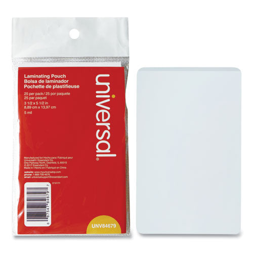 Laminating Pouches, 5 Mil, 5.5" X 3.5", Gloss Clear, 25/pack