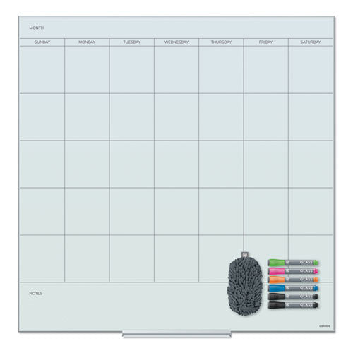 Floating Glass Dry Erase Undated One Month Calendar, 35 X 35, White