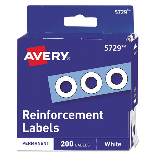 Dispenser Pack Hole Reinforcements, 0.25" Dia, White, 200/pack, (5729)