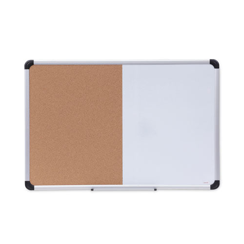Cork/dry Erase Board, Melamine, 36 X 24, Tan/white Surface, Gray/black Aluminum/plastic Frame