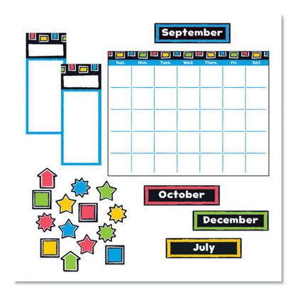 Bold Strokes Wipe-off Calendar Bulletin Board Set, 18" X 26.5", Assorted Colors, 30 Pieces