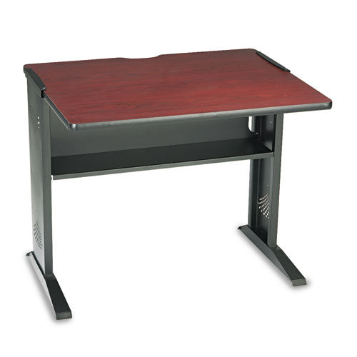 Computer Desk With Reversible Top, 35.5" X 28" X 30", Mahogany/medium Oak/black