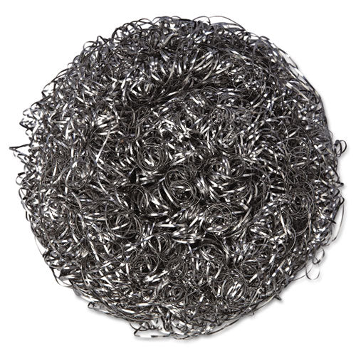 Stainless Steel Scrubbers, Large, 4 X 4, Steel Gray, 12 Scrubbers/pack, 6 Packs/carton