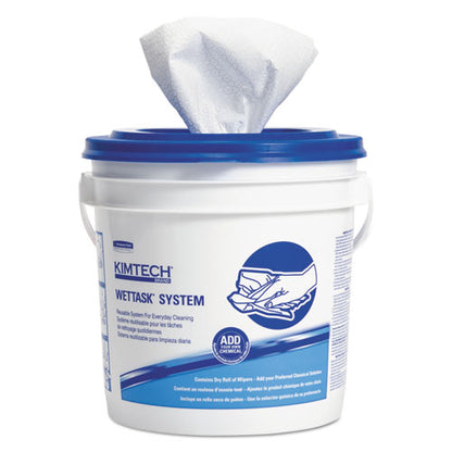 Critical Clean Wipers For Bleach, Disinfectants, Sanitizers Wettask Customizable Wet Wiping System, W/bucket,140/roll, 6/ct