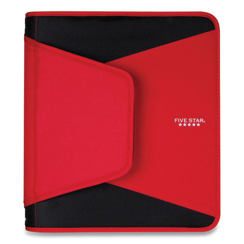 Tech Zipper Binder, 3 Rings, 1.5" Capacity, 11 X 8.5, Red/black Accents