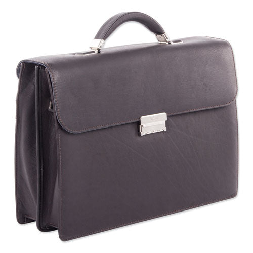 Milestone Briefcase, Fits Devices Up To 15.6", Leather, 5 X 5 X 12, Brown