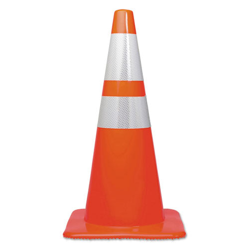 Traffic Cone, 14 X 14 X 28, Orange/silver