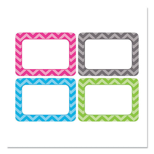 All Grade Self-adhesive Name Tags, 3.5 X 2.5, Chevron Border Design, Assorted Colors, 36/pack