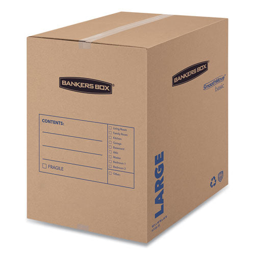 Smoothmove Basic Moving Boxes, Regular Slotted Container (rsc), Large, 18" X 18" X 24", Brown/blue, 15/carton