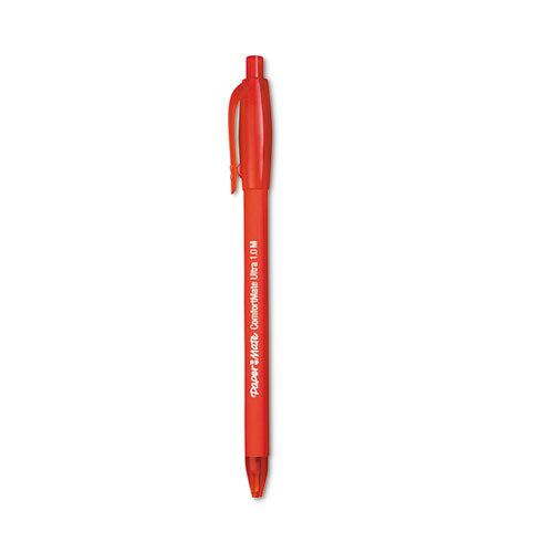 Comfortmate Ultra Ballpoint Pen, Retractable, Medium 1 Mm, Red Ink, Red Barrel, Dozen