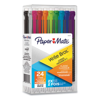 Write Bros Mechanical Pencil, 0.7 Mm, Hb (#2), Black Lead, Assorted Barrel Colors, 24/pack