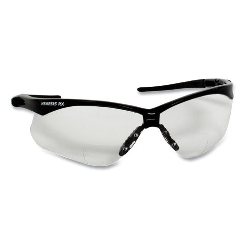V60 Nemesis Rx Reader Safety Glasses, Black Frame, Clear Lens, +3.0 Diopter Strength, 6/box