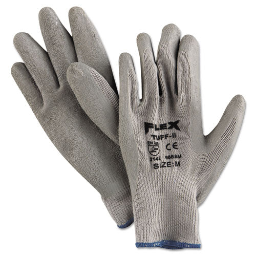 Flextuff Latex Dipped Gloves, Gray, Medium, 12 Pairs