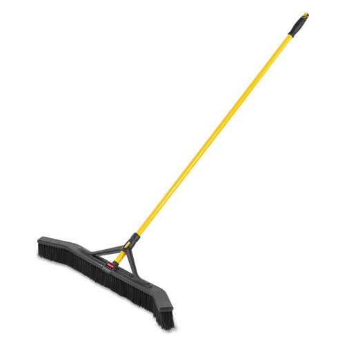 Maximizer Push-to-center Broom, Poly Bristles, 36 X 58.13, Steel Handle, Yellow/black