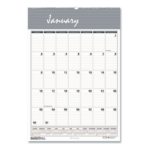 Bar Harbor Recycled Wirebound Monthly Wall Calendar, 8.5 X 11, White/blue/gray Sheets, 12-month (jan-dec): 2024