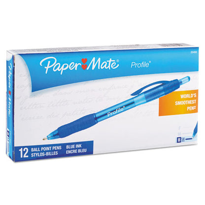 Profile Ballpoint Pen, Retractable, Bold 1.4 Mm, Blue Ink, Translucent Blue Barrel, Dozen