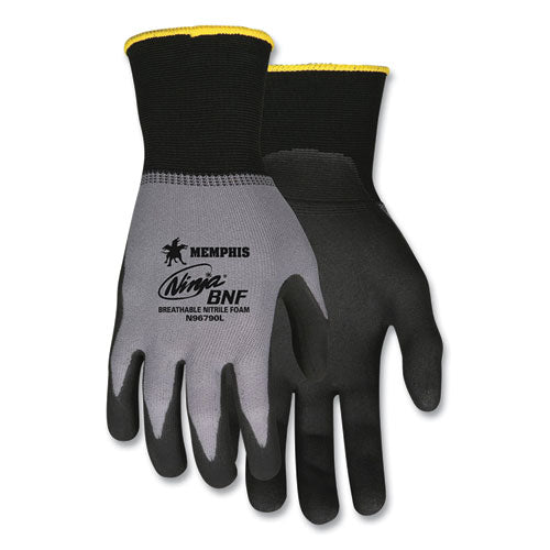 Ninja Nitrile Coating Nylon/spandex Gloves, Black/gray, X-large, Dozen