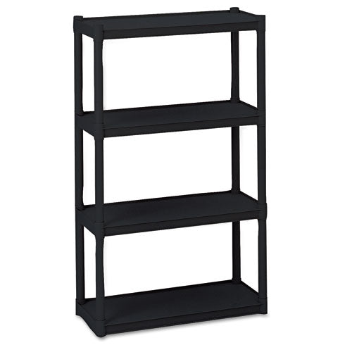 Rough N Ready Open Storage System, Four-shelf, Injection-molded Polypropylene, 32w X 13d X 54h, Black