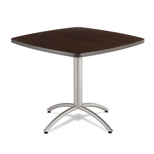 Cafeworks Cafe-height Table, Square, 36" X 36" X 30", Walnut/silver