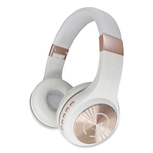 Serenity Stereo Wireless Headphones With Microphone, 3 Ft Cord, White/rose Gold