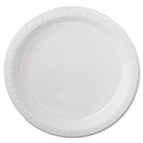 Heavyweight Plastic Plates, 9" Dia, White, 125/pack, 4 Packs/carton